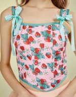 ⁦ميكوتاكو ستروبيري شورت كيك بوستير توب تانك كورسيه الفراولة النعناع كوكي Y2k⁩ - الصورة ⁦6⁩