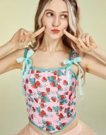 ⁦ميكوتاكو ستروبيري شورت كيك بوستير توب تانك كورسيه الفراولة النعناع كوكي Y2k⁩ - الصورة ⁦3⁩