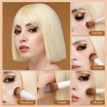 ⁦جيسوب مجموعة فرش مكياج للوجه مكونة من 5 قطع، فرش ناعمة نباتية لكريم الاساس والبلش والبرونزر والكونتور وفرشاة هايلايتر وفرشاة لوضع البودرة بلون رمادي فاتح T493⁩ - الصورة ⁦4⁩