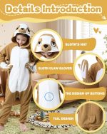 ⁦كاناسور بيجامات من قطعة واحدة للاطفال من الجنسين بتصميم انيمي للهالوين للبنات والاولاد بعمر 4 سنوات من قطعة واحدة لحفلات الكريسماس والحفلات التنكرية⁩ - الصورة ⁦2⁩