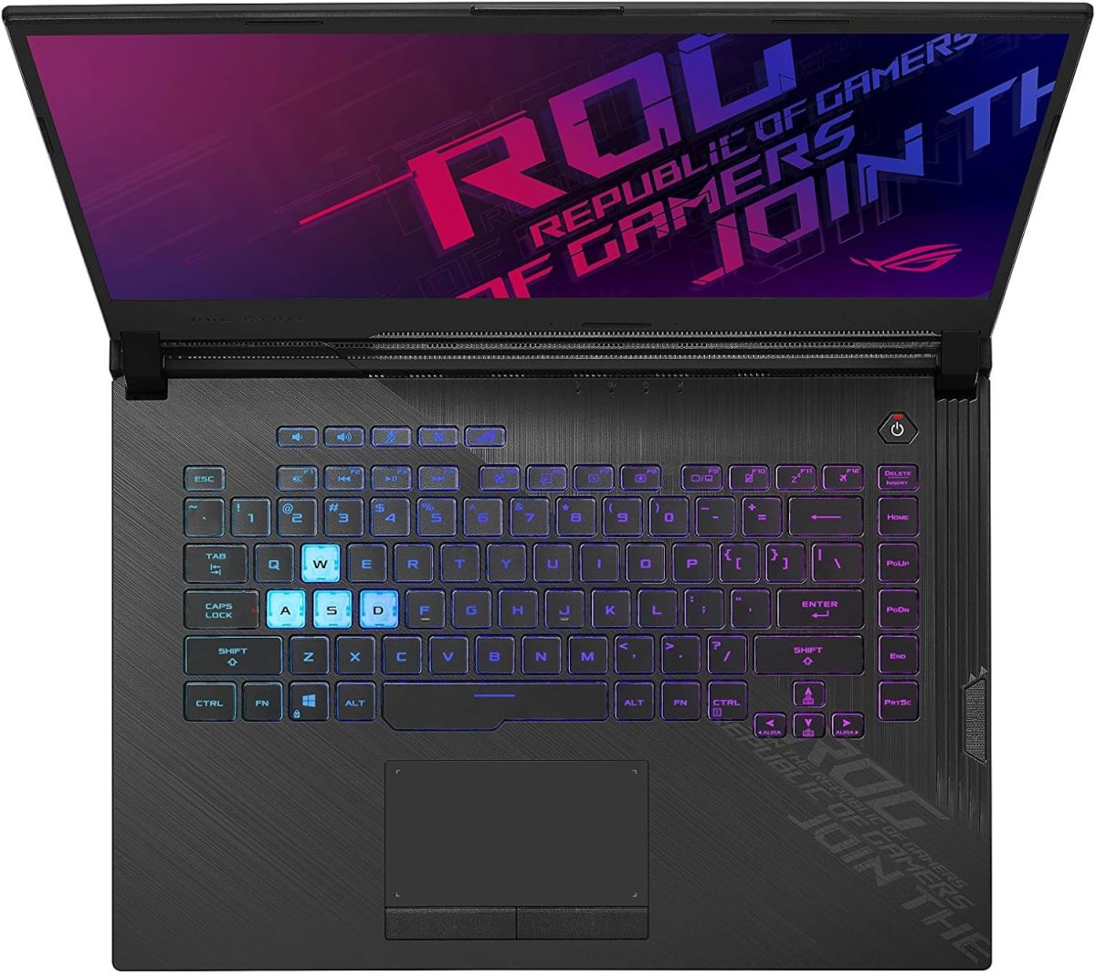 ⁦اسس لابتوب العاب روج ستريكس G15 (2020) بشاشة 15.6 انش 240Hz FHD IPS وانفيديا جيفورس RTX 2070 ومعالج انتل كور i7-10750H و16GB DDR4 و1TB PCIe NVMe SSD وكيبورد RGB وويندوز 10، اسود، G512LW-ES76⁩ - الصورة ⁦3⁩