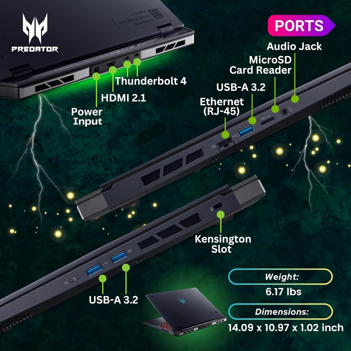 ⁦ايسر لابتوب العاب بريداتور هيليوس نيو 16، شاشة 16 انش 165Hz WUXGA ومعالج كور i9-14900HX(5.80GHz)، جيفورس RTX 4060، كيبورد باضاءة خلفية RGB، لابتوب كوبايلوت بالذكاء الاصطناعي، ويندوز 11 هوم، اسود (16GB⁩ - الصورة ⁦6⁩