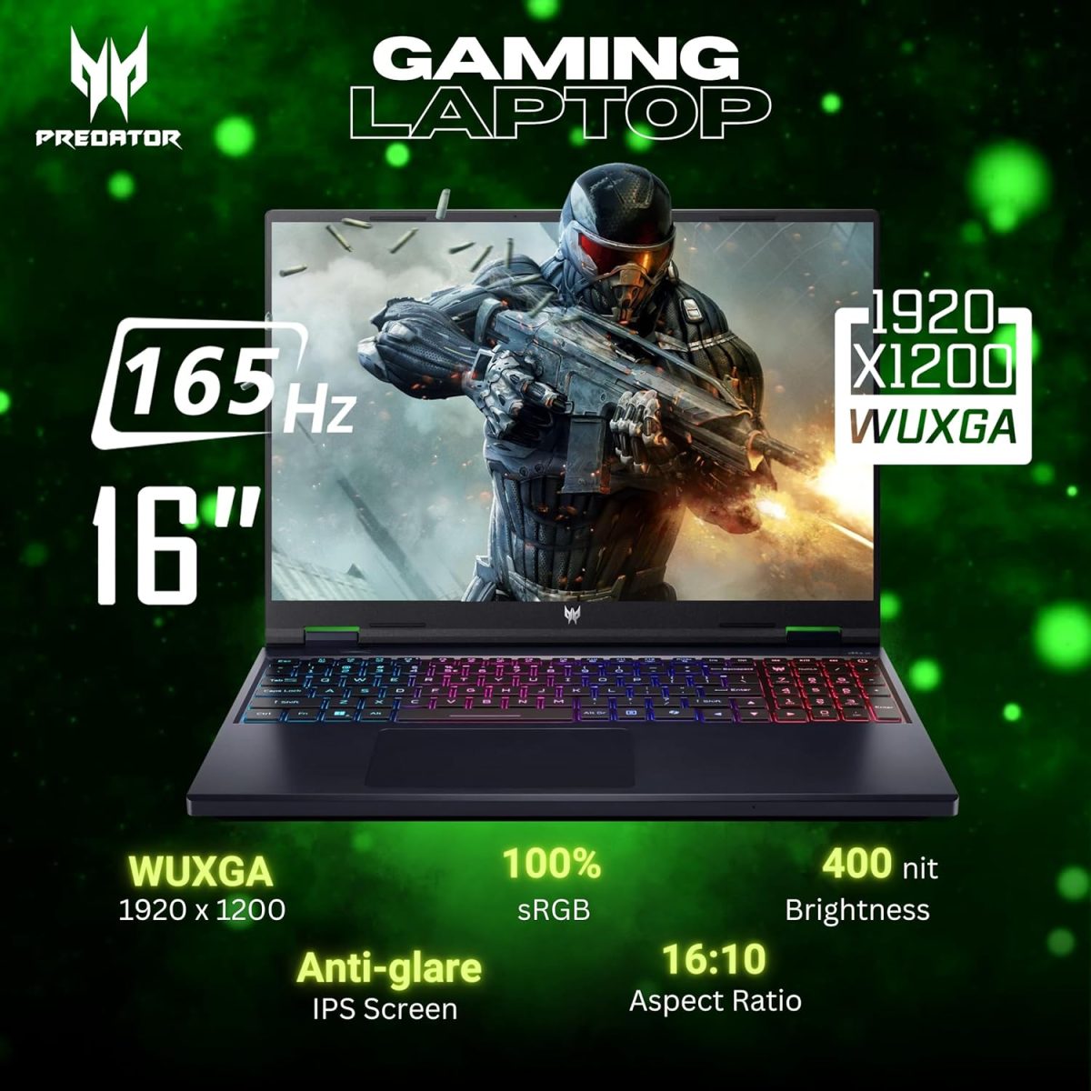 ⁦ايسر لابتوب العاب بريداتور هيليوس نيو 16، شاشة 16 انش 165Hz WUXGA ومعالج كور i9-14900HX(5.80GHz)، جيفورس RTX 4060، كيبورد باضاءة خلفية RGB، لابتوب كوبايلوت بالذكاء الاصطناعي، ويندوز 11 هوم، اسود (16GB⁩ - الصورة ⁦2⁩
