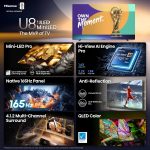 ⁦هايسينس تلفزيون ذكي 55 بوصة فئة U8 صغير LED ULED 4K UHD جوجل (55U8QG، موديل 2025) - QLED، اصلي 165Hz، VRR 288، حتى LD5600، 5000 وحدة مضيئة في البكسل، HDR10+، دولبي فيجن اي كيو اتموس، اي ماكس محسن، صوت⁩ - الصورة ⁦5⁩