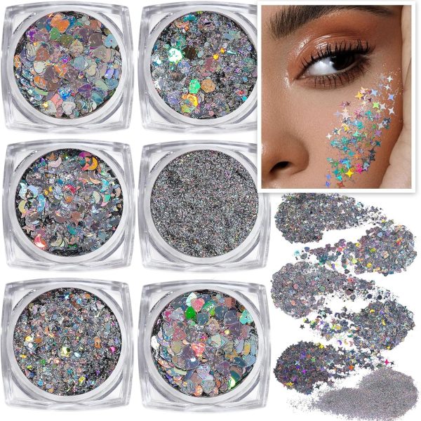 جل لامع للوجه والجسم بلون فضي ثلاثي الابعاد لامع مناسب للمراهقين للوجه والشعر والعيون والجسم، جل سريع الجفاف وسهل الاستخدام للحفلات والمهرجانات والازياء التنكرية او الاطلالات الجذابة اليومية