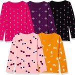 تي 2 اف تيشرت باكمام طويلة للبنات (عبوة من 5 قطع)