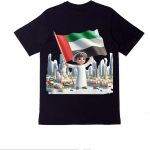 تي شيرت لليوم الوطني لدولة الامارات العربية المتحدة، زي تنكري للاولاد، قبة دائرية، اكمام قصيرة