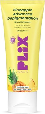 واقي الشمس ذا بلانت فيكس من ذا بلانت فيكس بتقنية الاناناس المتقدم للتصبغ بعامل وقاية من اشعة الشمس 50 بي ايه + يقلل من التصبغ ويرطب البشرة 50 غرام