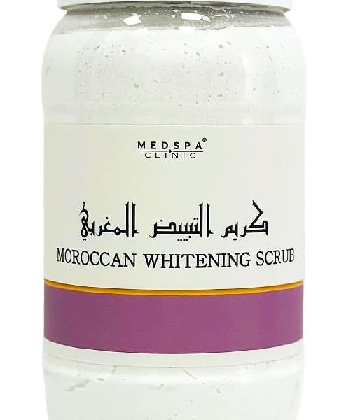 مقشر كريم التبييض المغربي من ميدسبا، 2 كغم بعد الاستحمام للوجه والجسم، غني بفيتامين E والمستخلصات الطبيعية، تقشير ومنعم ومرطب.