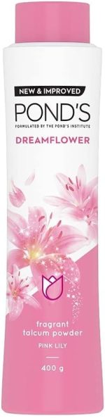 ⁦بوندز بودرة التلك المعطرة برائحة الزنبق الوردي من دريم فلاور - بودرة للجسم - امنة وطبيعية - تجعل البشرة جافة وتساعد على منع الطفح الجلدي - 400 غرام⁩ - الصورة ⁦4⁩