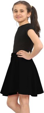 ⁦تنورة قصيرة قصيرة قابلة للتمدد بحزام خصر مرتفع للاطفال والبنات الصغار من جانيسرامون⁩ - الصورة ⁦3⁩