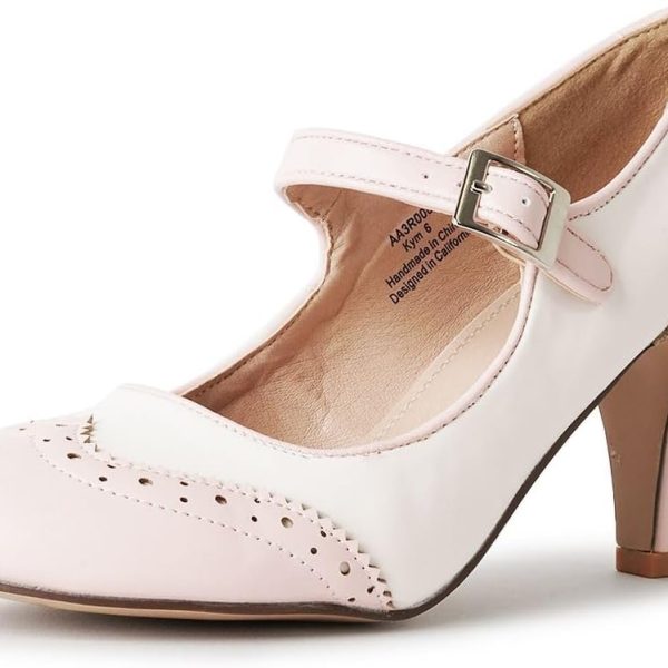 حذاء J. Adams Mary Jane Oxford Pumps - كعب منخفض لطيف - حذاء كلاسيكي مستدير عند الأصابع مع حزام للكاحل - Kym, 0