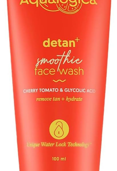 غسول وجه ديتان بلس سموثي من اكوالوجيكا مع حمض الجليكوليك وطماطم الكرز للرجال والنساء لازالة تسمير البشرة ويرطب ويقشر لطيف - للبشرة الدهنية والجافة والحساسة والمختلطة - 100 مل