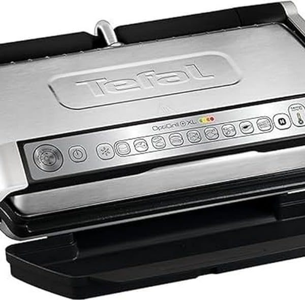 تيفال شواية كهربائية من اوبتي جريل+ XL، 9 برامج، شاشة مستوى الطهي، اطباق XL قابلة للازالة، وضع يدوي، شواية كهربائية، ستانلس ستيل، GC722D16