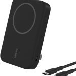 بلكن باور بانك لاسلكي بوست تشارج برو 8000 مللي امبير في الساعة مع كيو اي 2، شاحن محمول متوافق مع ماج سيف + مسند مدمج منبثق لموبايل ايفون 17 وايفون اير وايفون 16 و15 و14 وبيكسل سناب والمزيد - اسود