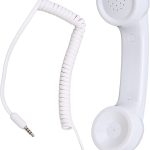 سماعة رترو مقاومة للاشعاع، هاتف محمول باليد للهواتف المحمولة والكمبيوتر (ابيض)