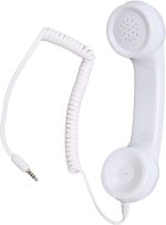 سماعة رترو مقاومة للاشعاع، هاتف محمول باليد للهواتف المحمولة والكمبيوتر (ابيض)