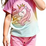 طقم تي شيرت وشورت بطبعة فراشة للبنات بعمر 4-8 سنوات من زولينوفا، ملابس اطفال بنات صيفيا، ملابس، طقم العيد للبنات