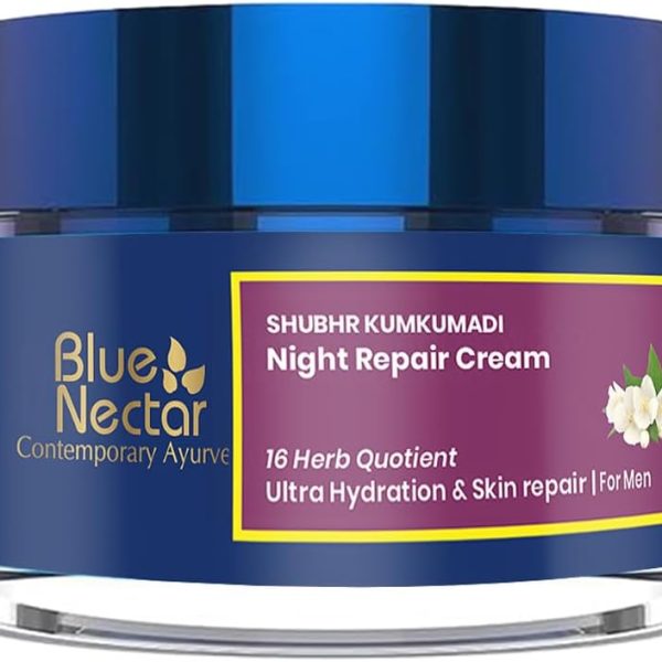بلو نكتار كريم ليلي للرجال من كومكومادي للبشرة المتوهجة | كريم ليلي مضاد للشيخوخة لتفتيح البشرة الدهنية والجافة والمختلطة (50 غرام)