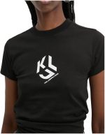 ⁦تي شيرت كيه ال جيه بقصة ضيقة للنساء من كارل لاغرفيلد جينز⁩ - الصورة ⁦4⁩