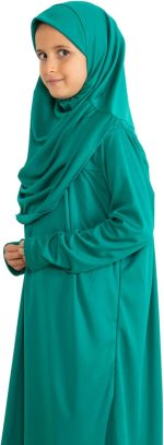 ⁦فستان صلاة للاطفال من برين، ملابس اسلامية للبنات باكمام طويلة مع حجاب، طقم اسلامي ماكسي من قطعتين وشاح قفطان جلباب⁩ - الصورة ⁦5⁩