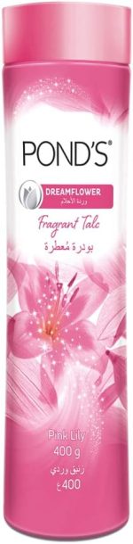 بوندز بودرة التلك المعطرة برائحة الزنبق الوردي من دريم فلاور - بودرة للجسم - امنة وطبيعية - تجعل البشرة جافة وتساعد على منع الطفح الجلدي - 400 غرام