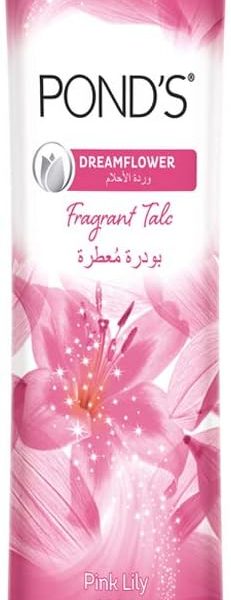 بوندز بودرة التلك المعطرة برائحة الزنبق الوردي من دريم فلاور - بودرة للجسم - امنة وطبيعية - تجعل البشرة جافة وتساعد على منع الطفح الجلدي - 400 غرام