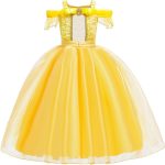 ⁦اتش اي اتش سي بي اف زي الاميرة الجميلة والوحش للبنات لحفلات اعياد الميلاد والكريسماس والهالوين مع مجموعة اكسسوارات⁩ - الصورة ⁦2⁩