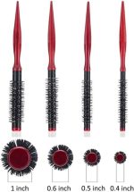 ⁦فرشاة شعر دائرية صغيرة من تيريفي، 4 قطع بمقبض مخروطي من الالومنيوم والنايلون مع دبابيس من النايلون، افضل فرشاة شعر دوارة لتجفيف الشعر وتجعيد الشعر وفرده⁩ - الصورة ⁦2⁩