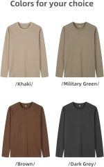 ⁦تي شيرت رجالي باكمام طويلة من القطن، تي شيرت كاجوال بقصة عادية للرجال، تي شيرت دافئ للخريف والشتاء للرجال، تي شيرت رجالي برقبة دائرية بدون ياقة M-XXL⁩ - الصورة ⁦4⁩