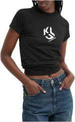 تي شيرت كيه ال جيه بقصة ضيقة للنساء من كارل لاغرفيلد جينز