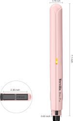 ⁦مكواة فرد الشعر المسطحة الصغيرة من تيرفيكس، درجة حرارة قابلة للتعديل، حجم السفر، الواح سيراميك 1/2 انش، جهد مزدوج، ايقاف تلقائي، زهري⁩ - الصورة ⁦7⁩