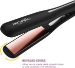 ⁦ايكونيك مكواة فرد الشعر جليم برو، اسود | الواح رفيعة للغاية 1.5 انش | رفيعة بشكل مريح | تحكم رقمي في درجة الحرارة | اغلاق تلقائي امن | سطح تيتانيوم ذهبي وردي متطور | تسخين سريع⁩ - الصورة ⁦4⁩