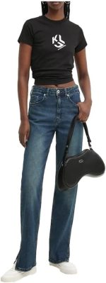 ⁦تي شيرت كيه ال جيه بقصة ضيقة للنساء من كارل لاغرفيلد جينز⁩ - الصورة ⁦2⁩