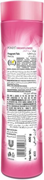 ⁦بوندز بودرة التلك المعطرة برائحة الزنبق الوردي من دريم فلاور - بودرة للجسم - امنة وطبيعية - تجعل البشرة جافة وتساعد على منع الطفح الجلدي - 400 غرام⁩ - الصورة ⁦2⁩