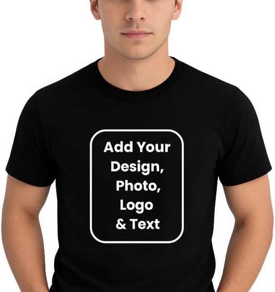 تي شيرت رجالي مخصص للبالغين - تي شيرت قطني بأكمام قصيرة ورقبة دائرية - قابل للتخصيص مع تصميمك - هدايا لأعياد الميلاد والذكرى السنوية