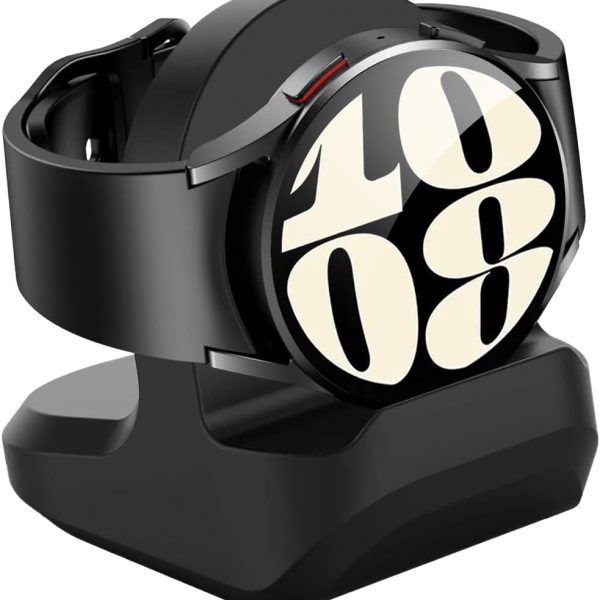 تي تيرسيلي حامل شاحن لساعة سامسونج جالاكسي 7/FE/6/5/4 40 ملم 44 ملم، ووتش 6/4 كلاسيك 43 ملم 47 ملم/42 ملم 46 ملم، ووتش 5 برو 45 ملم، قاعدة شحن سيليكون لادارة الكابلات لسامسونج