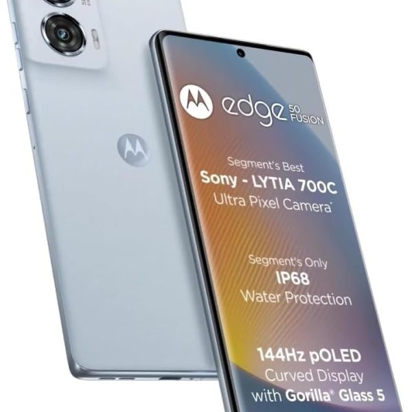 موتورولا ايدج 50 فيوجن شبكة الجيل الخامس 5G (ازرق مارشميلو، ذاكرة رام 8 جيجابايت، تخزين 128 جيجابايت)