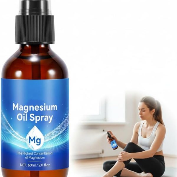 بخاخ مغنيسيوم نقي، بخاخ زيت مغنيسيوم عضوي غير معدل وراثيا للقدم والجسم والبشرة، طبيعي 100% وسهل الامتصاص، زجاجة زجاجية للاستخدام الموضعي (عبوة واحدة)