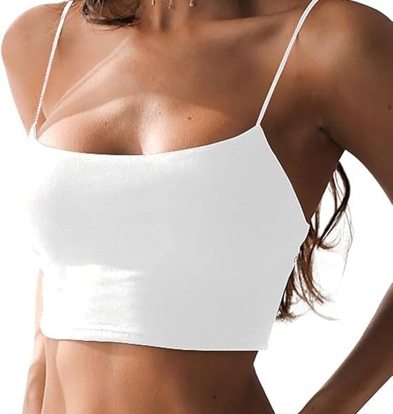 قميص نسائي مثير بحمالات رفيعة بحمالات رفيعة من Y2K، توب قصير بقصة ضيقة لليوغا بدون أكمام، توب كات بيسيك، مقاس S