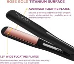 ⁦ايكونيك مكواة فرد الشعر جليم برو، اسود | الواح رفيعة للغاية 1.5 انش | رفيعة بشكل مريح | تحكم رقمي في درجة الحرارة | اغلاق تلقائي امن | سطح تيتانيوم ذهبي وردي متطور | تسخين سريع⁩ - الصورة ⁦3⁩