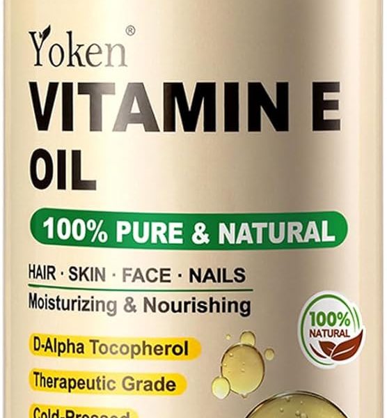 يوكين زيت فيتامين E 8 اونصة سائلة، زيت فيتامين E العضوي للبشرة 70,000 وحدة دولية زيت فيتامين للندبات والشعر والوجه والاظافر وفروة الرأس، زيت مثالي للاستحمام والجسم، تركيبة خالية من الهكسان المعصور على
