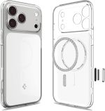 سبايجن جراب الترا هايبرد تي ماج فيت لموبايل ايفون 17 برو [زر التحكم بالكاميرا السعوية] متوافق مع ماج سيف (2025) - ابيض لامع