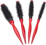 فرشاة شعر دائرية صغيرة من تيريفي، 4 قطع بمقبض مخروطي من الالومنيوم والنايلون مع دبابيس من النايلون، افضل فرشاة شعر دوارة لتجفيف الشعر وتجعيد الشعر وفرده