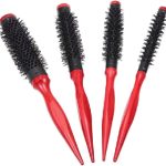 فرشاة شعر دائرية صغيرة من تيريفي، 4 قطع بمقبض مخروطي من الالومنيوم والنايلون مع دبابيس من النايلون، افضل فرشاة شعر دوارة لتجفيف الشعر وتجعيد الشعر وفرده