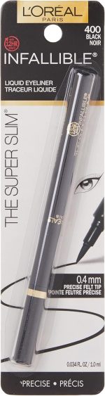 ⁦لوريال باريس قلم تحديد العين السائل فائق النحافة ويدوم طويلا من ميك اب انفاليبل، طرف لباد فائق النعومة، تركيبة سريعة الجفاف، ينزلق بسلاسة، اسود، عبوة من قطعة واحدة⁩ - الصورة ⁦2⁩