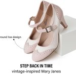 ⁦حذاء J. Adams Mary Jane Oxford Pumps - كعب منخفض لطيف - حذاء كلاسيكي مستدير عند الأصابع مع حزام للكاحل - Kym, 0⁩ - الصورة ⁦5⁩