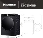 ⁦هايسينس مجفف بمضخة حرارية 10 كجم موديل DH7S107BB سلسلة 7S مع محرك عاكس، واي فاي ذكي، تقنية الذكاء الاصطناعي فائقة الجفاف، مراقبة ذكية للطاقة، 20 برنامج، اسود فاخر⁩ - الصورة ⁦3⁩