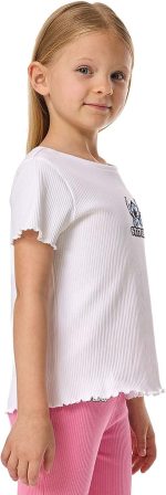 ⁦ار اند بي تيشرت مطرز بخياطة ورقبة دائرية ضيقة واكمام قصيرة للبنات، موديل 325-0740CKG04-1⁩ - الصورة ⁦2⁩