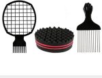 ليلي مجموعة مشط شعر معدني بتصميم افريقي مع اسفنجة لف لتمويج الشعر وفرشاة تمويج الشعر واسفنجة ملتوية وفرشاة تمويج الشعر